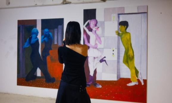 From the exhibition Hajde me tepru, Adnit Hoxha's paintings Untitled (intimacies), 2026; photo by pomodorina &amp; aron